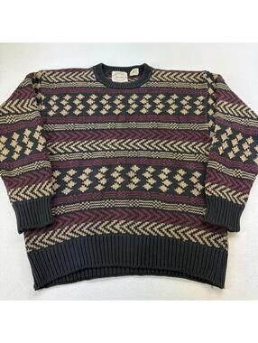 Vintage Del Mundo Fair Isle Nordic Wool Fisherman Chunky Knit Sweater M/L